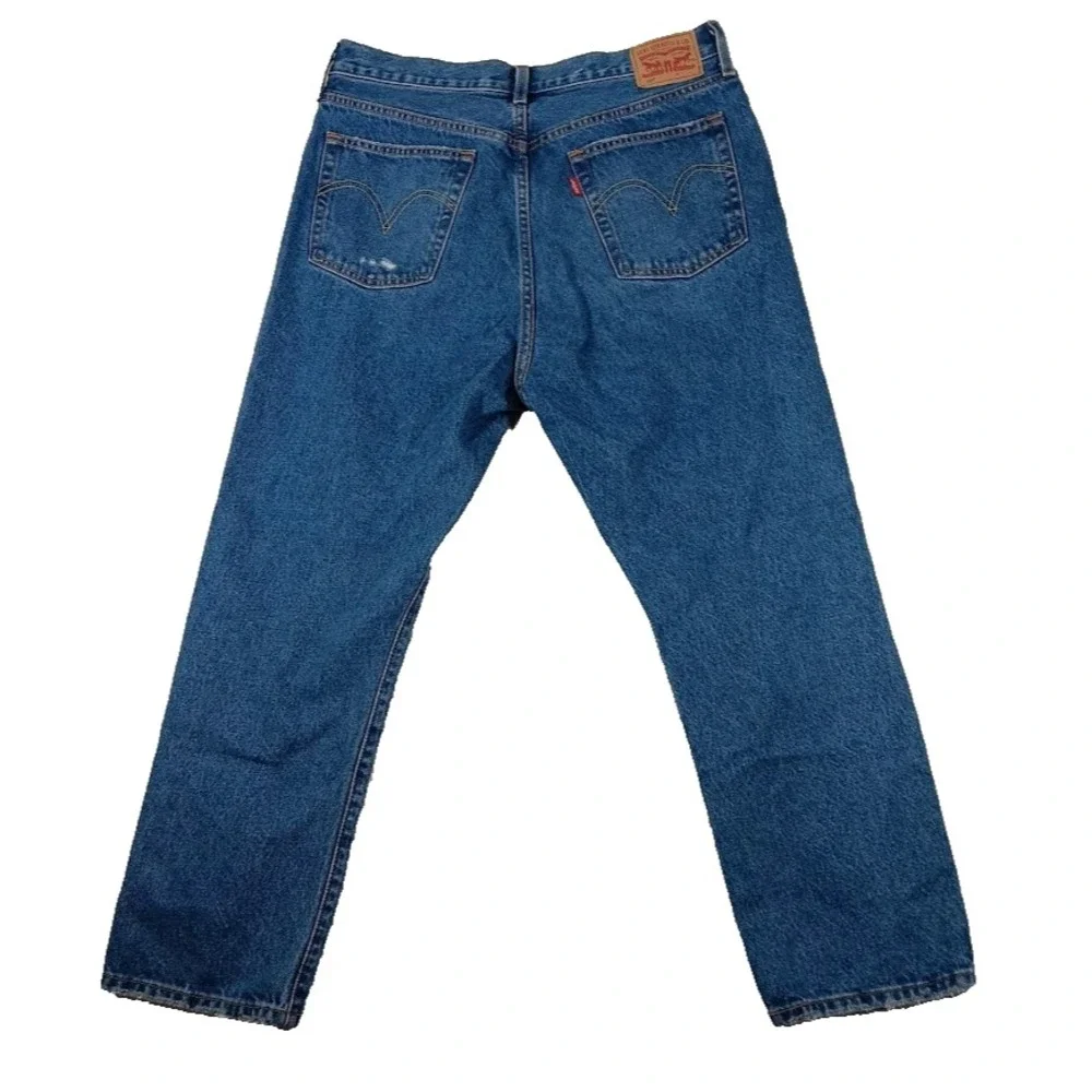 Levi's 501 Men's Jeans W32 L25 Blue Distressed Ripped Button Fly Straight Leg De
